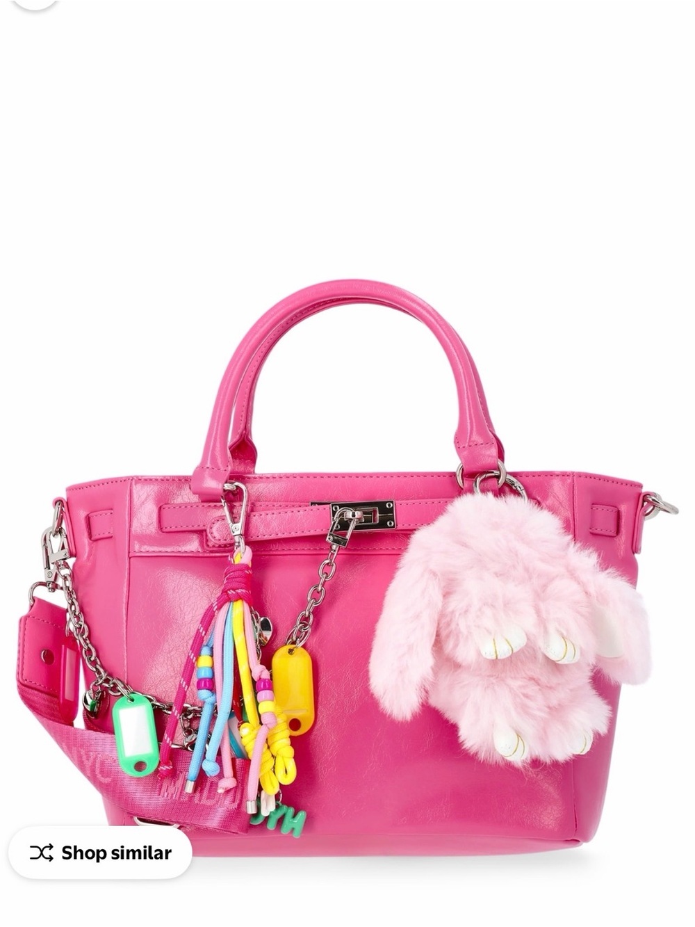 Pink Women’s Satchel Handbag with Playful Charm